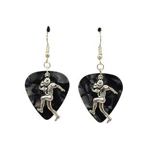 Football Player Charm on Guitar Pick Earrings - Choose Color - Handmade in USA
